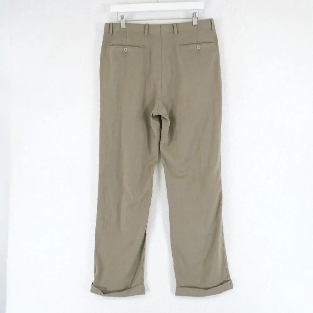 Zanella Nordstrom Bennett Tan Tweed Wool Herringbone Mid Rise Dress‎ Pants 34/29